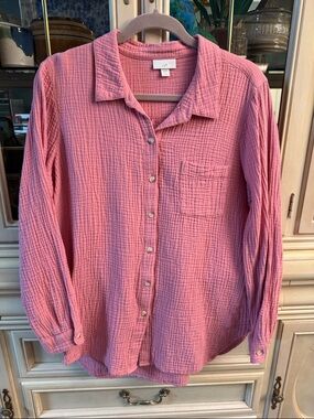 J.Jill Soft Pink Gauze Button-Up Shirt